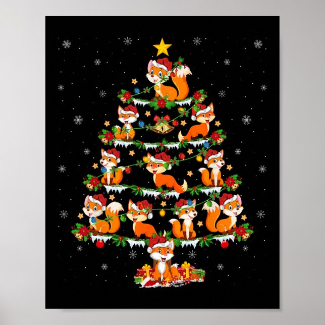 Poster Animaux domestiques Jeu de Noël Père Noël Fox Arbr (Devant)