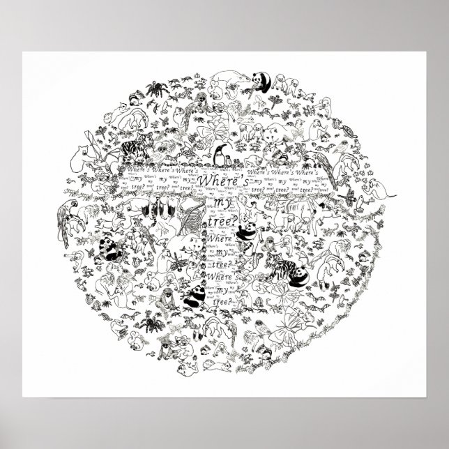 Poster Animaux en voie de disparition Arbres Planète Terr (Devant)