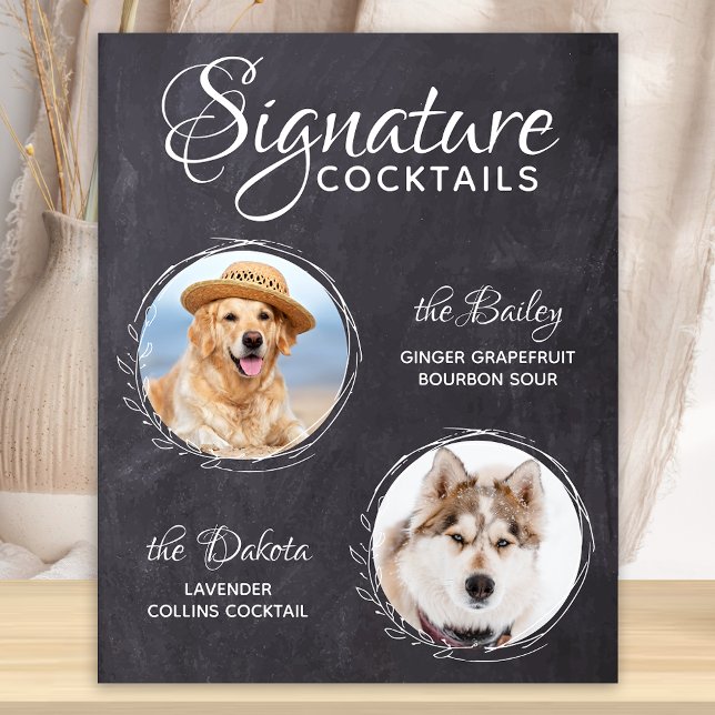 Poster Animaux Mariages Boire Bar Chien Signature Cocktai (Créateur téléchargé)