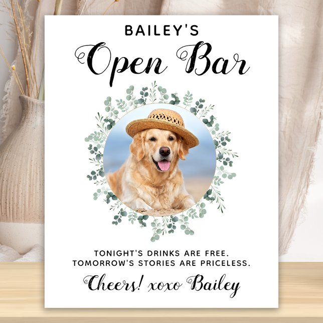Poster Animaux Mariages Chien Open Bar Cocktails Boissons (Créateur téléchargé)