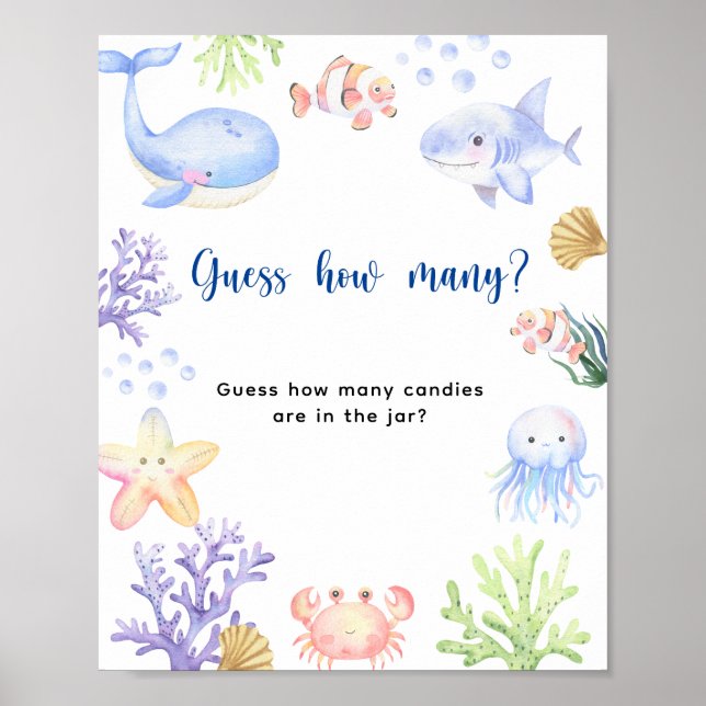 Poster Animaux marins - Combien de bonbons sont dans le b (Devant)