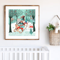 Animaux mignons Hiver Merveilleux Bois Filles fore