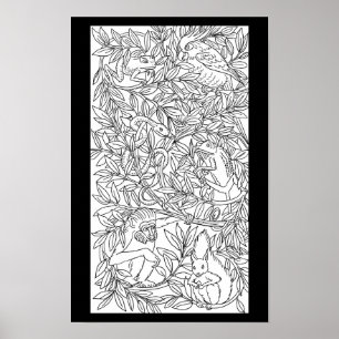 Poster Animaux nature faune art dessin coloriage page