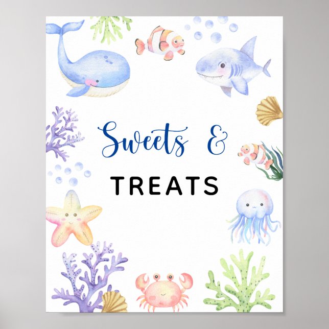 Poster Animaux océaniques - bannière de bonbons et gâteri (Devant)