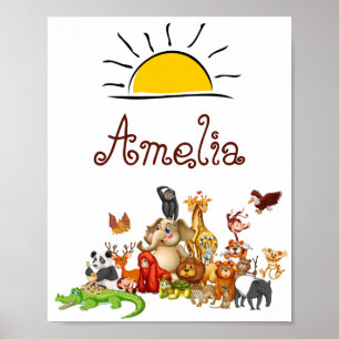 Poster Animaux personnalisés de l'enfant