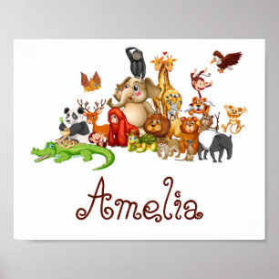 Poster Animaux pour enfants personnalisés 