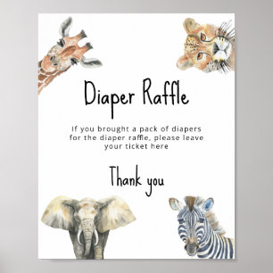 Poster Animaux Safari - Diaper Raffle jeu