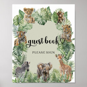 Poster Animaux Safari Symbole de la végétation tropicale