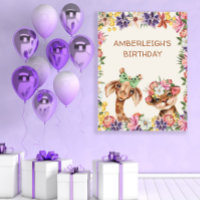 Animaux Sauvages Mignons Girafe Tigre Anniversaire