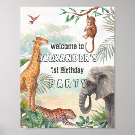 Poster Animaux sauvages Symbole de bienvenue de fête d'an