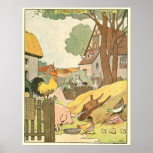 Poster Animaux sur livre de contes de ferme