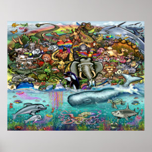 Poster Animaux terrestres et marins