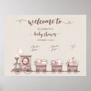 Poster Animaux Train Baby shower Boho Welcome Foam Board