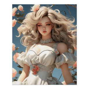 Poster Anime AI Wonderland Vintage petite robe noire
