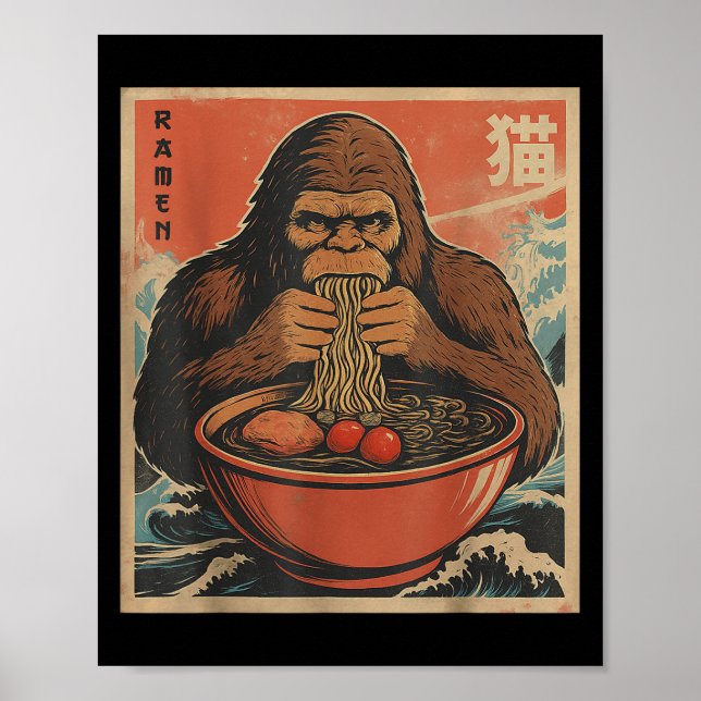 Poster Anime Bigfoot Ramen japonais Funny Kawaii Cadeaux  (Devant)