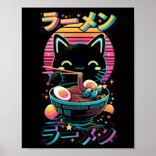 Poster Anime chat manger Ramen japonais Ramen Chat Japon