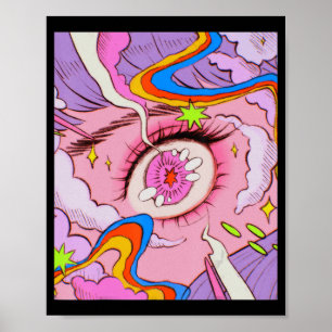 Poster Anime Eyes Pastel Kawaii Egirl esthétique japonais