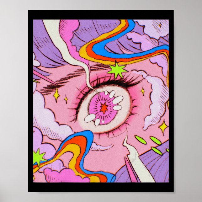 Poster Anime Eyes Pastel Kawaii Egirl esthétique japonais (Devant)