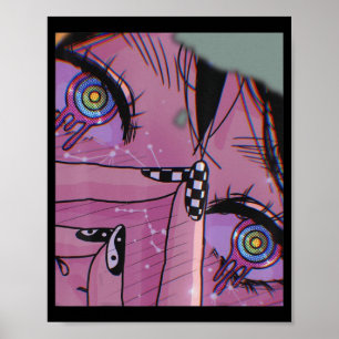 Poster Anime Eyes Pastel Kawaii Girl Aesthetic Japanese O
