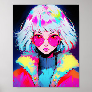 Poster Anime Girl Art moderne coloré