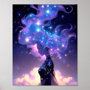 Poster Anime Girl Fabriquée En Étoiles