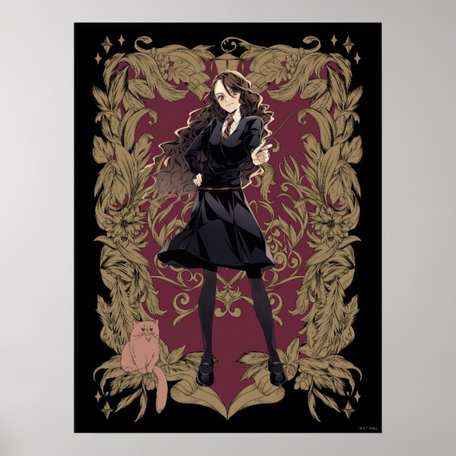 Poster Anime Hermione Granger Cadre Orné (Devant)