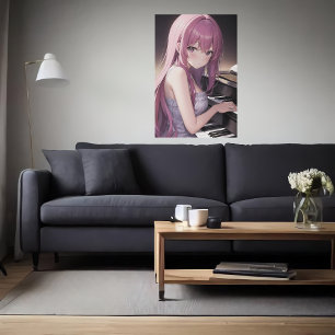 Poster Anime jeune pianiste   Art AI