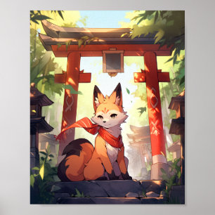 Poster Anime Kitsune Cute Fox Imaginaire Art