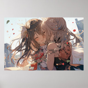 Poster Anime lesbienne centre-ville mariage d'été
