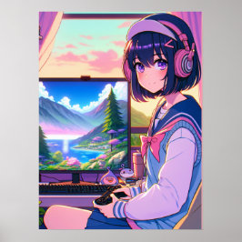 Poster Anime Manga Gamer Girl Wall Art