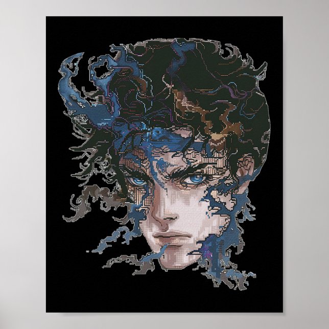Poster Anime Manga Motif Bleu yeux Art Anime (Devant)