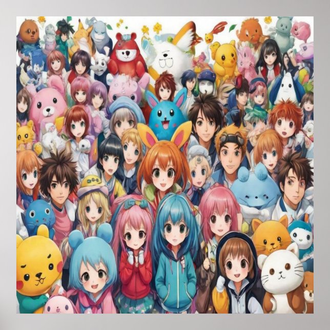 Poster Anime manga pop art amants pop amoureux dessin ani (Devant)