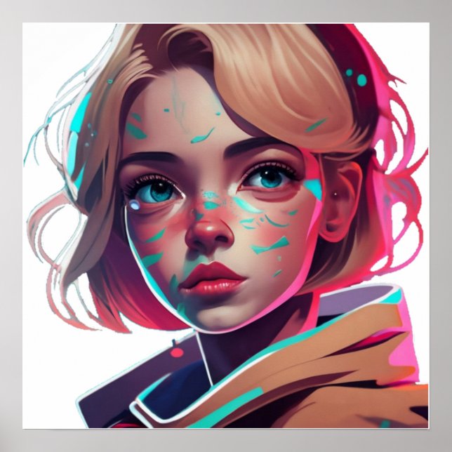 Poster Anime manga pop art amateurs visage personnages de (Devant)