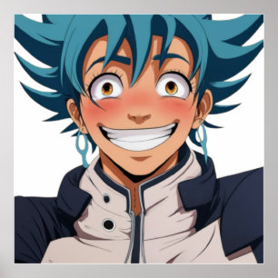 Poster Anime manga pop art amoureux visage rires personna