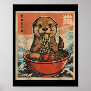 Poster Anime Otter Ramen Japonais Funny Kawaii Cadeau Hom