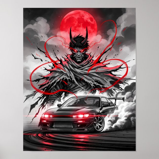 Poster Anime Racer Oni - Sumi-e Ink Street Racer (Devant)