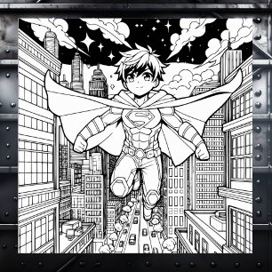 Poster Anime Superhero Boy   Coloriage de l'enfant