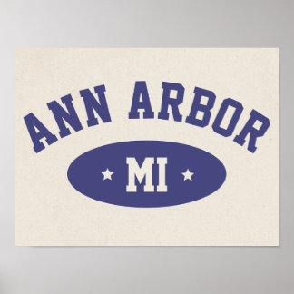 Poster Ann Arbor, Michigan Retro College Typography Print