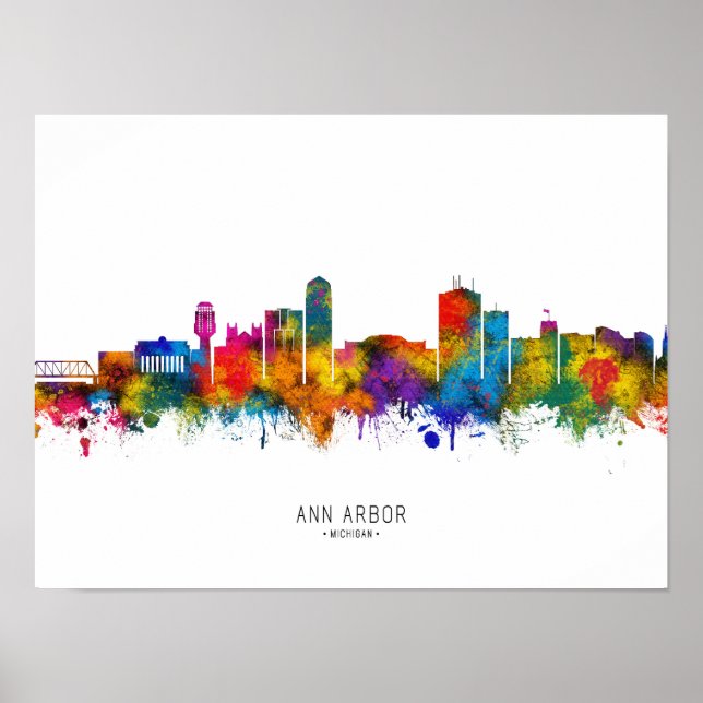 Poster Ann Arbor Michigan Skyline (Devant)
