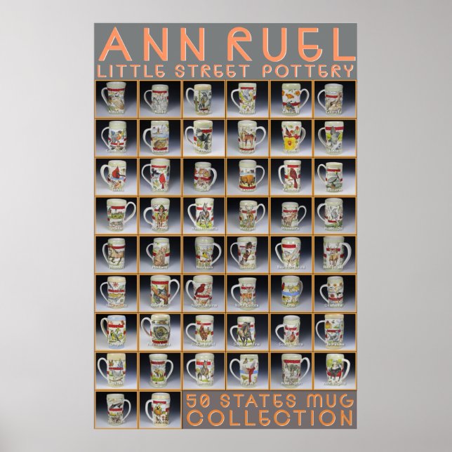 Poster Ann Ruel Pottery - Collection Mug Etats (Devant)