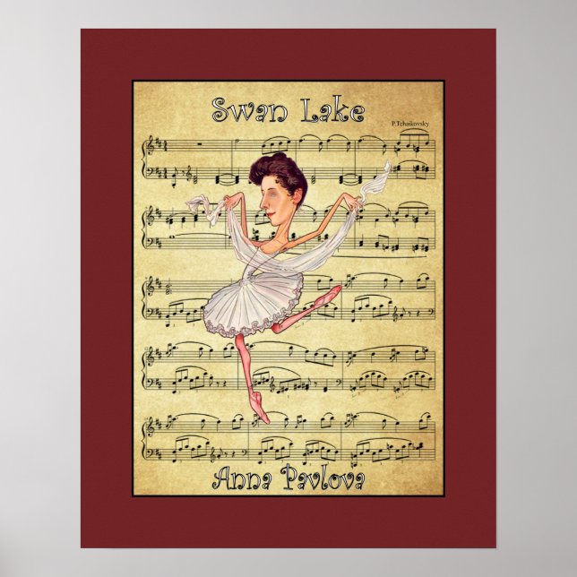 Poster Anna Pavlova ~ P. Tchaïkovski ~ Ballet russe ~ (Devant)