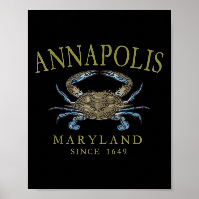 Poster Annapolis Maryland Blue Crab Since 1649 Arched Oli (Devant)