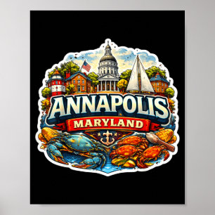 Poster Annapolis Maryland Souvenir Ville Visiteur État Mé