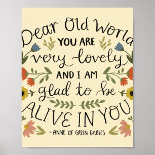 Poster Anne of Green Gables Chère citation du Vieux Monde