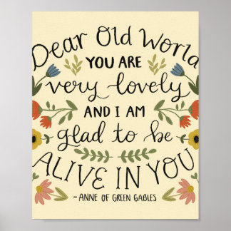 Poster Anne of Green Gables Chère citation du Vieux Monde