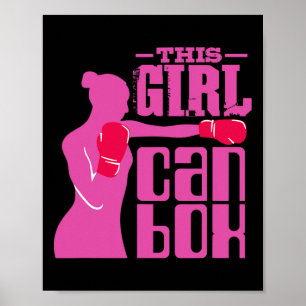 Poster Anneau de boxe Fitness Fille Avec Gants - J'aime l