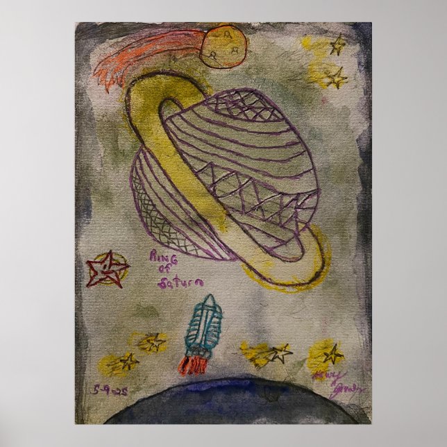 Poster Anneau de couleur d'eau de Saturne (Devant)