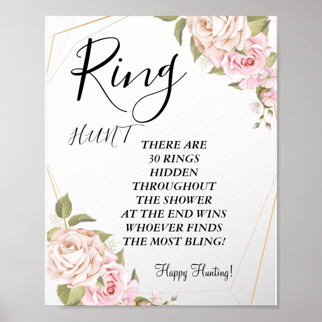 Poster anneau de roses aquarelles roses jeu de douche de  (Devant)