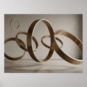 Poster Anneaux de bronze flottants toile sculpturale mode