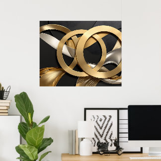 Poster Anneaux d'or Art Abstrait - Design moderne de luxe